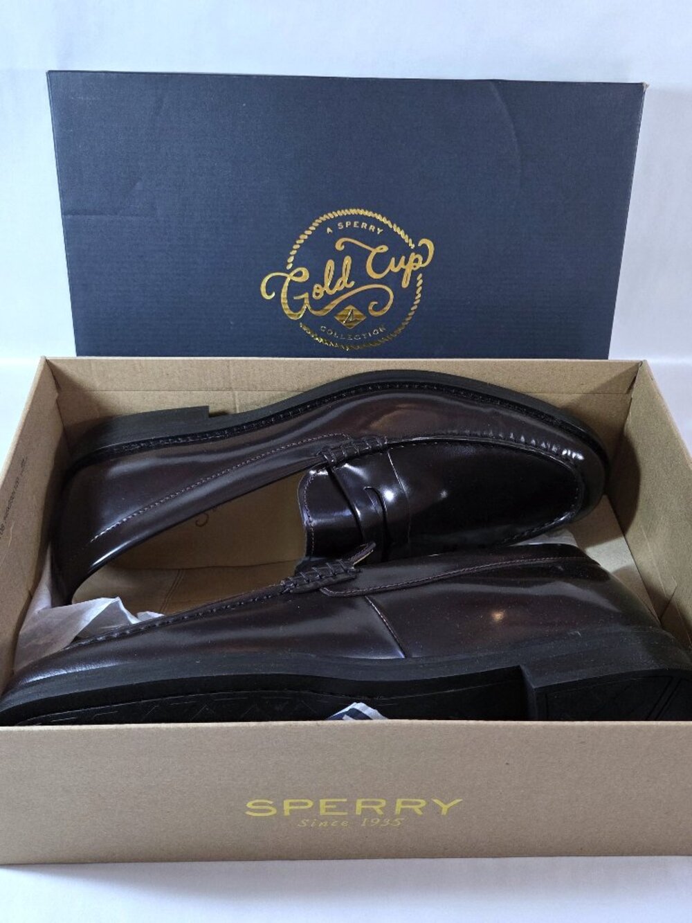 NWT Sperry Gold Exeter Burgundy Penny Loafers Size 11